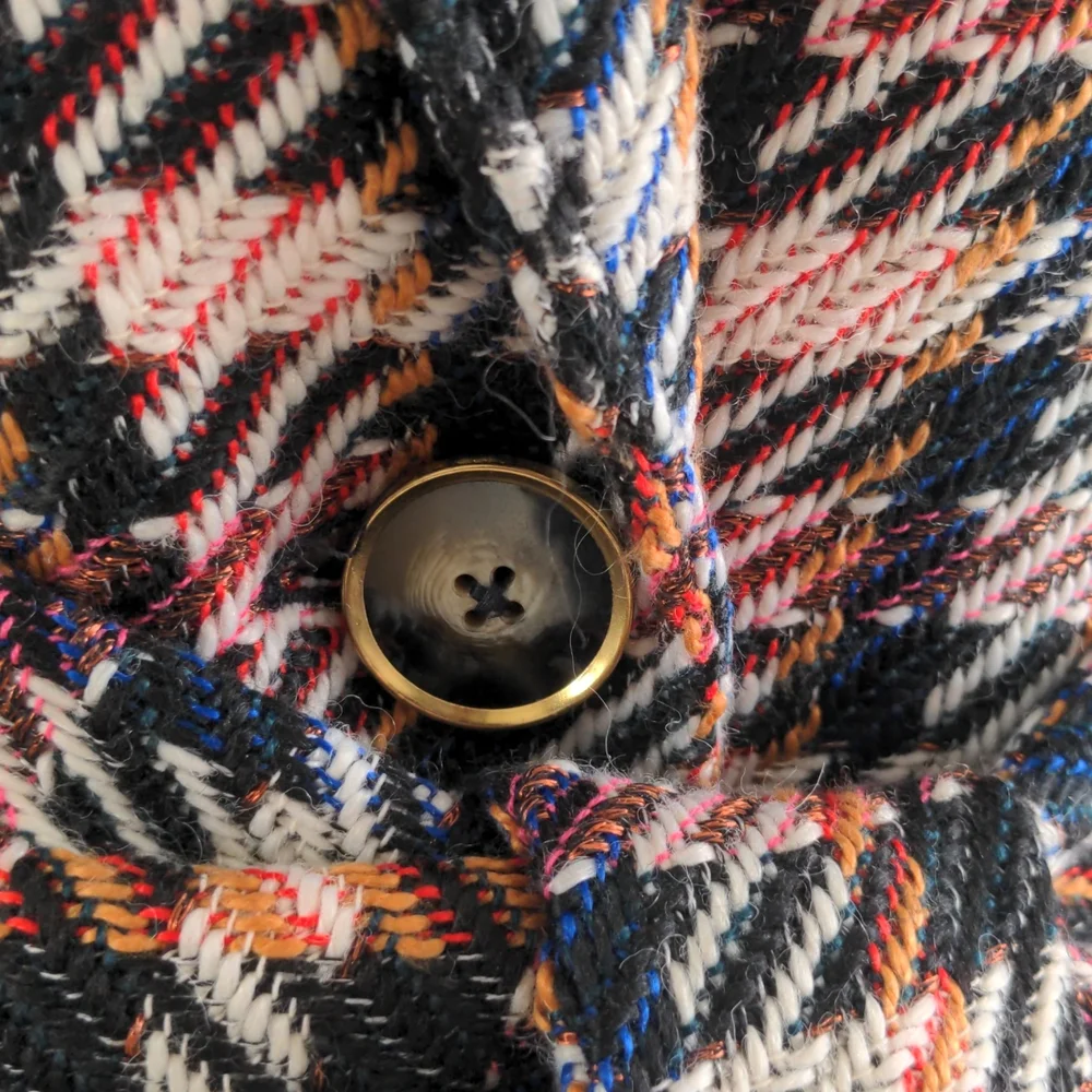 CAbi Regency Belted Noble Plaid Multicolor Coat with Fringe - Picture 5 of 10
